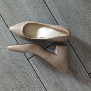 Nine West Issa Women's Block Heels Nude Beige Shoes 9 M